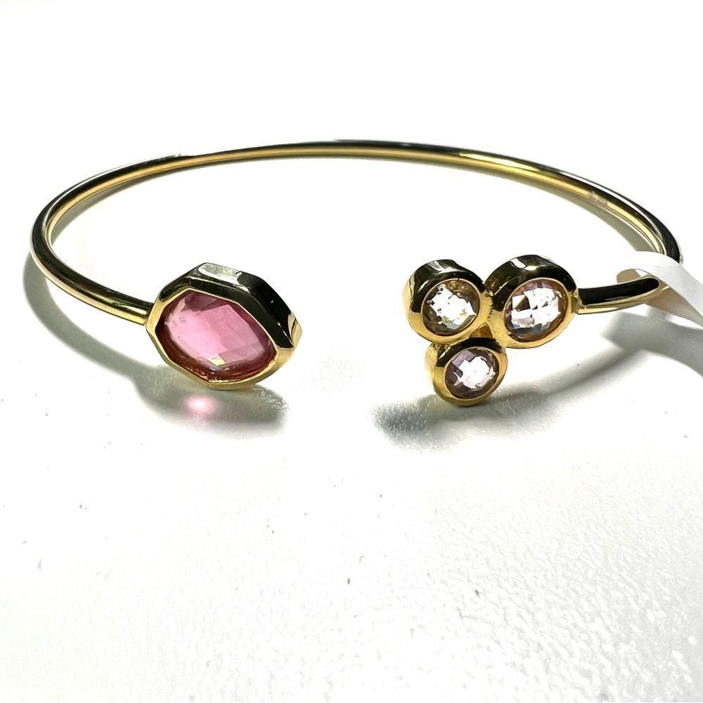 Talia Gold Plate Pink Crystal Cuff Bracelet NWT